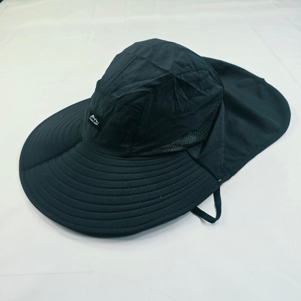 Mount Hood Unisex Sun Hat One Size Black Wide Brim Neck Flap Hiking Fishing New